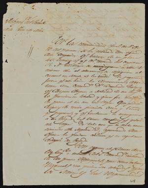 Primary view of object titled '[Letter from Policarzo Martinez to Alcalde García, March 16, 1846]'.