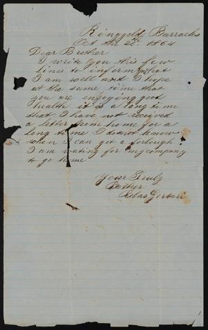Primary view of object titled '[Letter from Blas Gortari to his brother, October 26, 1864]'.