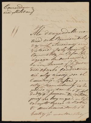 Primary view of object titled '[Letter from Comandante Bravo to the Laredo Alcalde, July 6, 1845]'.