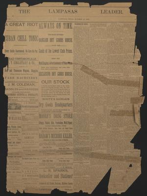 Primary view of object titled 'The Lampasas Leader. (Lampasas, Tex.), Vol. 1, No. [4], Ed. 1 Saturday, October 27, 1888'.