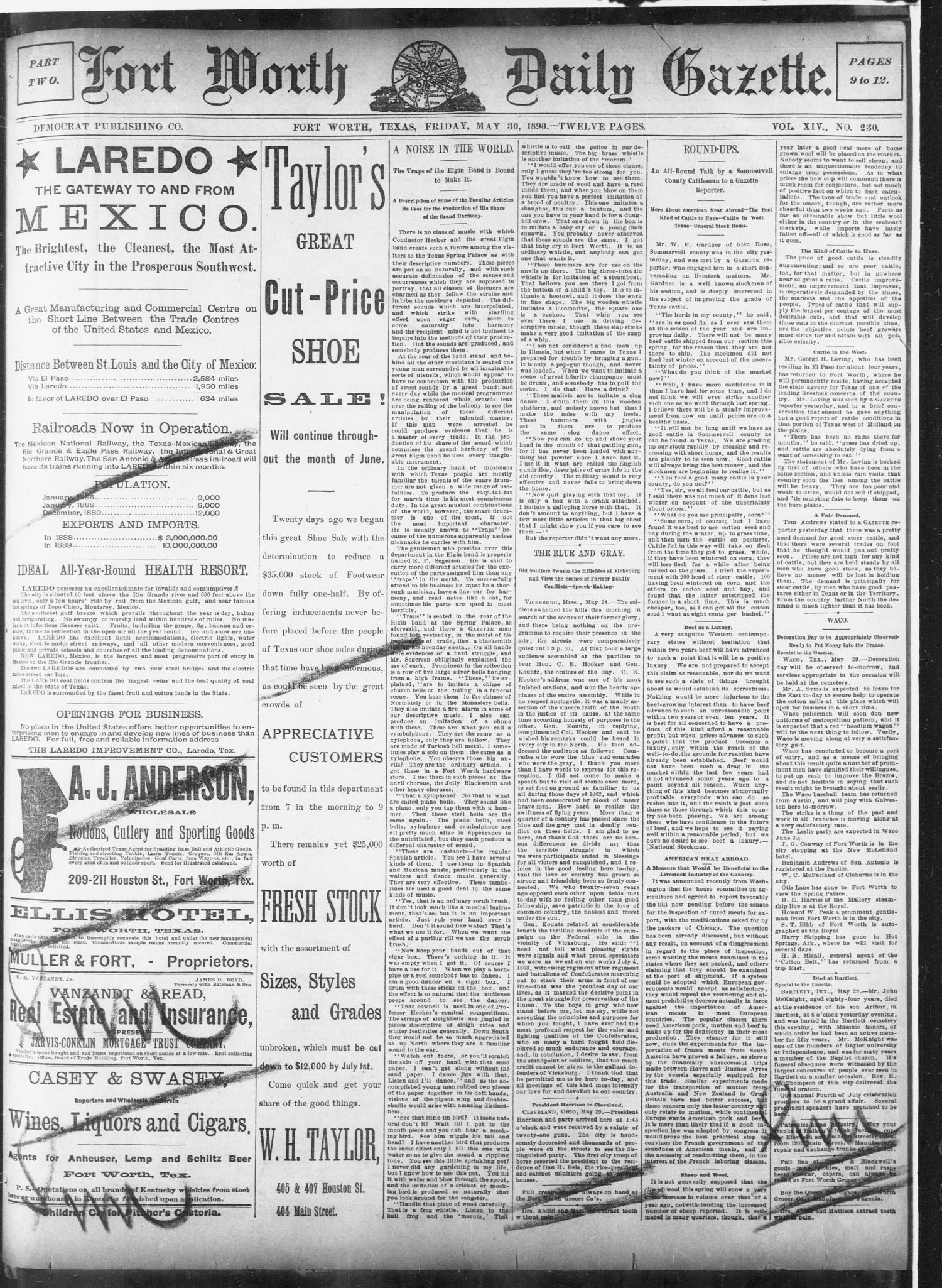 Fort Worth Daily Gazette. (Fort Worth, Tex.), Vol. 14, No. 230, Ed. 1, Friday, May 30, 1890
                                                
                                                    [Sequence #]: 9 of 12
                                                
