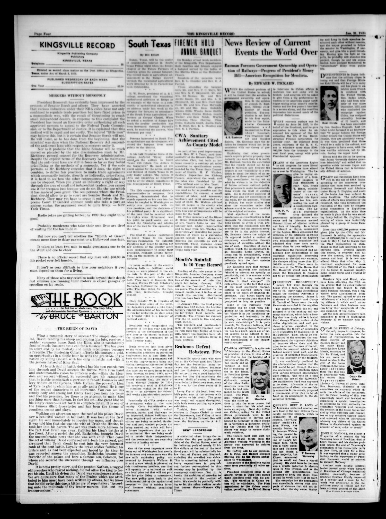 Kingsville Record (Kingsville, Tex.), Vol. 28, No. 25, Ed. 1 Wednesday, January 31, 1934
                                                
                                                    [Sequence #]: 4 of 8
                                                