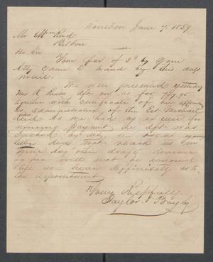 Primary view of object titled '[Letter from Taylor and Bagby to William Reed]'.