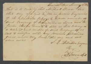 Primary view of object titled 'Michael Reed Certificate of Company [?] 1834'.