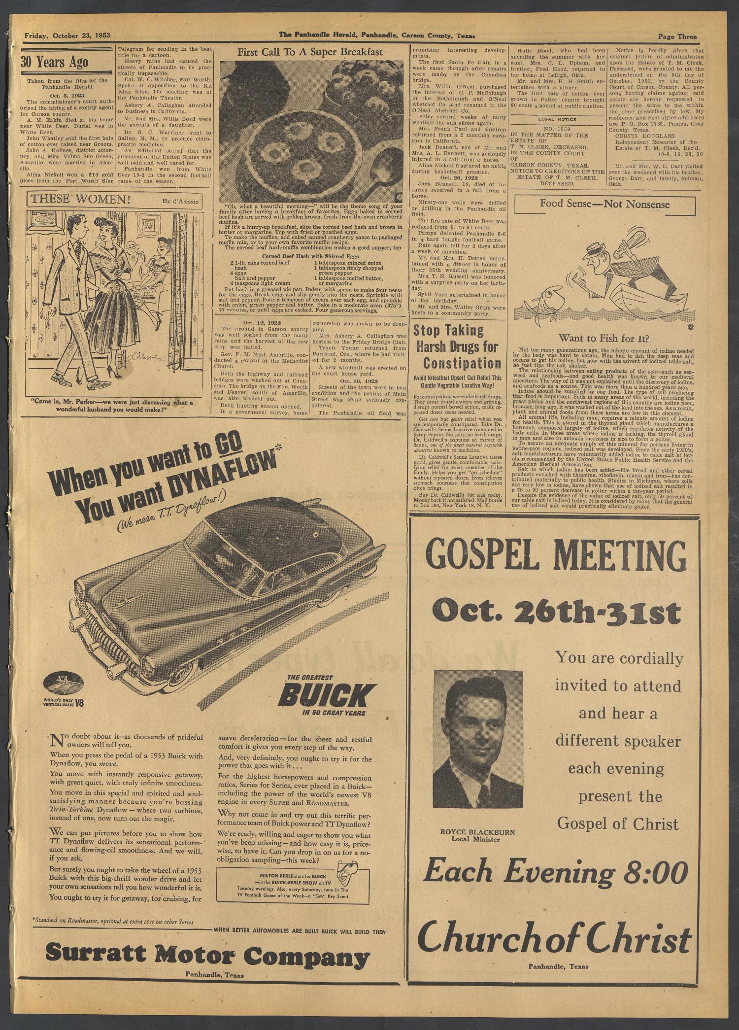 The Panhandle Herald (Panhandle, Tex.), Vol. 67, No. 14, Ed. 1 Friday, October 23, 1953
                                                
                                                    [Sequence #]: 3 of 8
                                                