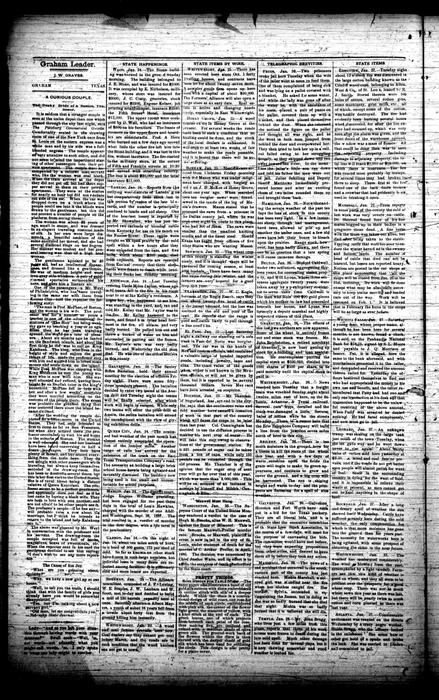 The Graham Leader (Graham, Tex.), Vol. 12, No. 25, Ed. 1 Thursday, February 2, 1888
                                                
                                                    [Sequence #]: 2 of 8
                                                