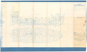 Primary view of object titled 'Standard Boat Plan- 30FT Motor Launch Inboard Profile & Dek Plan'.