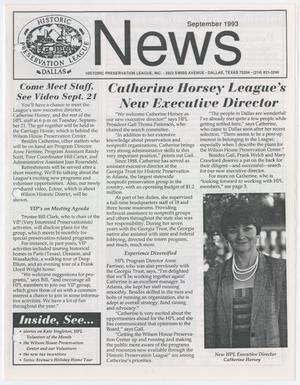 Primary view of object titled 'Historic Preservation League News, September 1993'.
