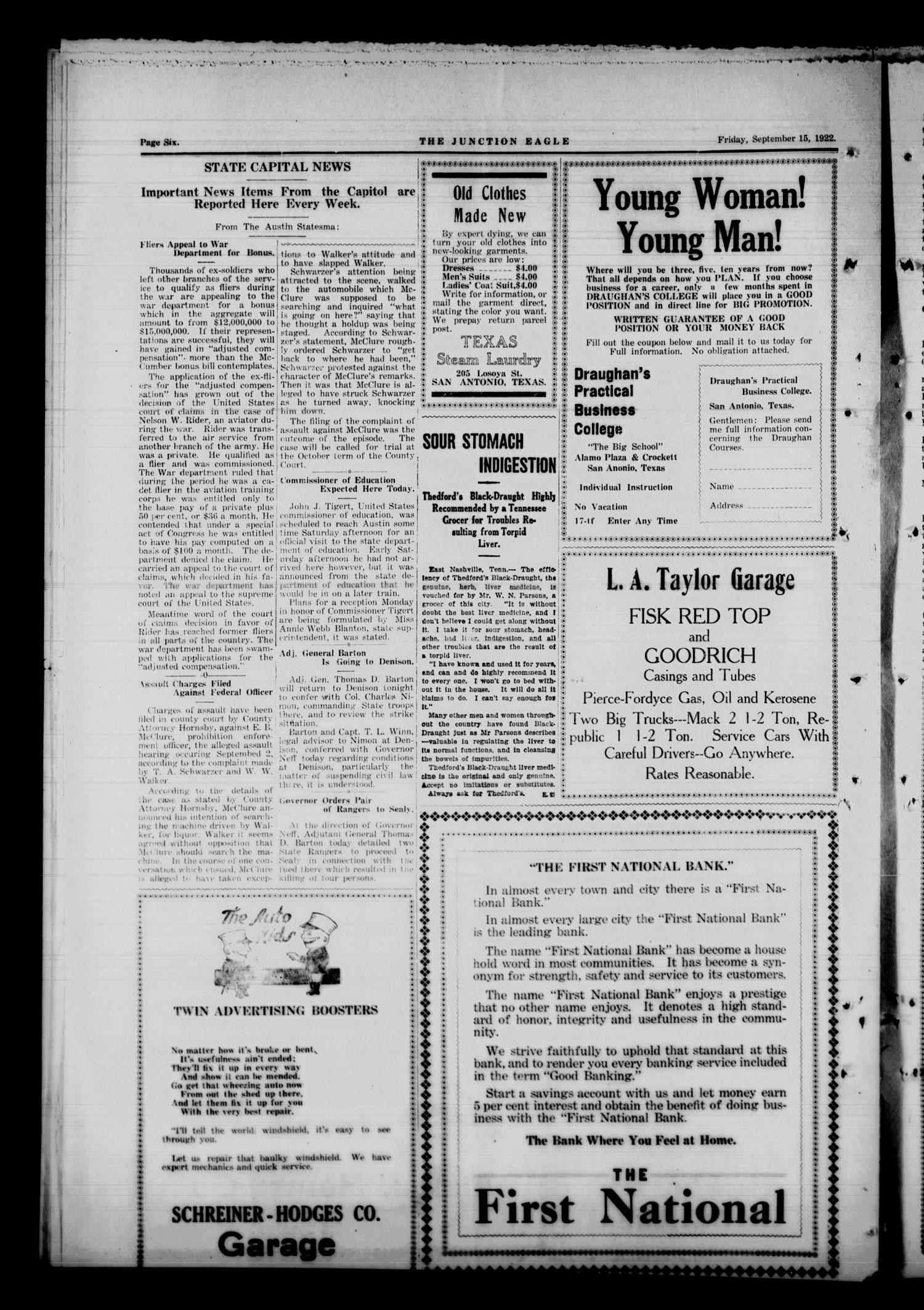 The Junction Eagle (Junction, Tex.), Vol. 39, No. 21, Ed. 1 Friday, September 15, 1922
                                                
                                                    [Sequence #]: 6 of 8
                                                
