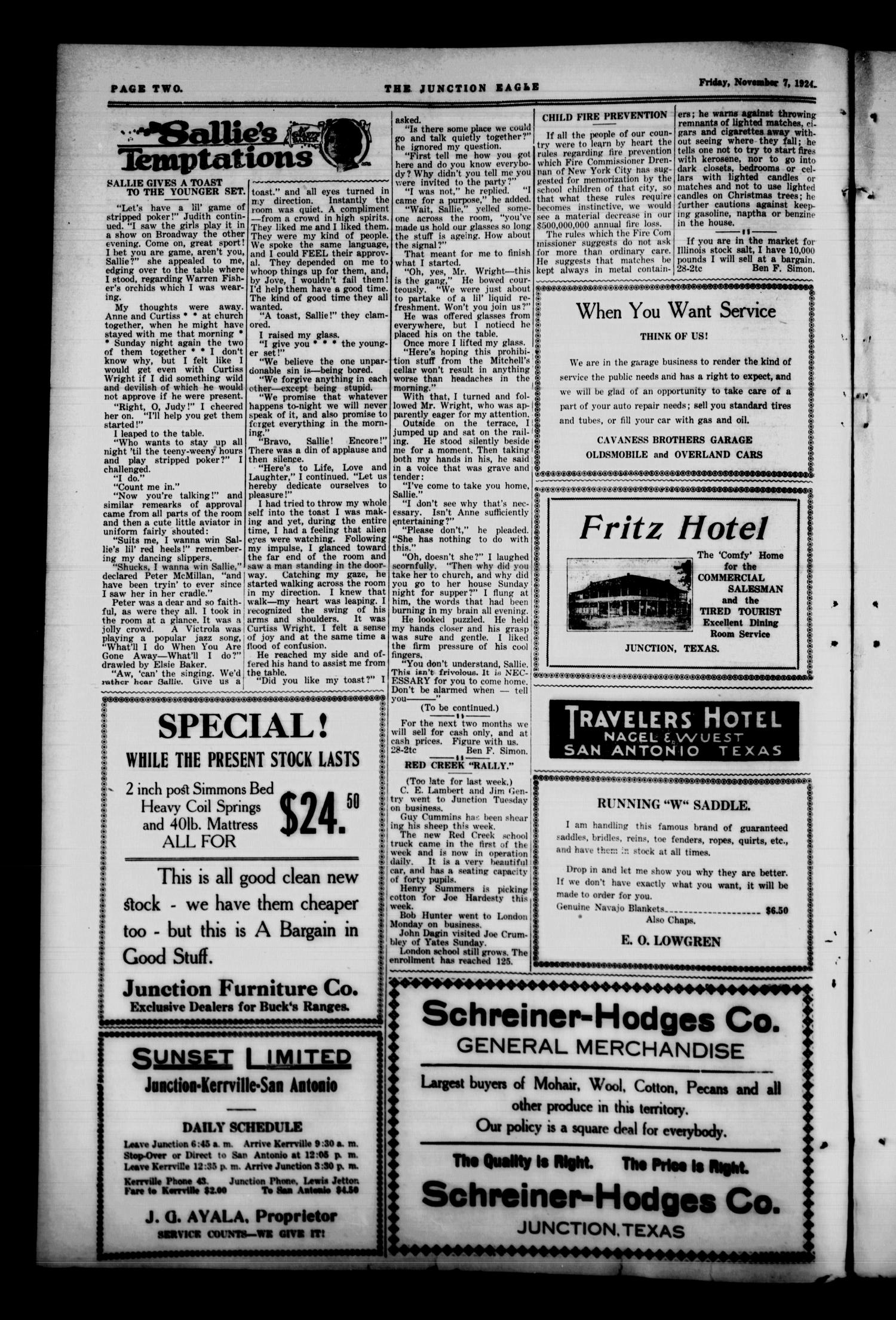 The Junction Eagle (Junction, Tex.), Vol. 41, No. 29, Ed. 1 Friday, November 7, 1924
                                                
                                                    [Sequence #]: 2 of 8
                                                