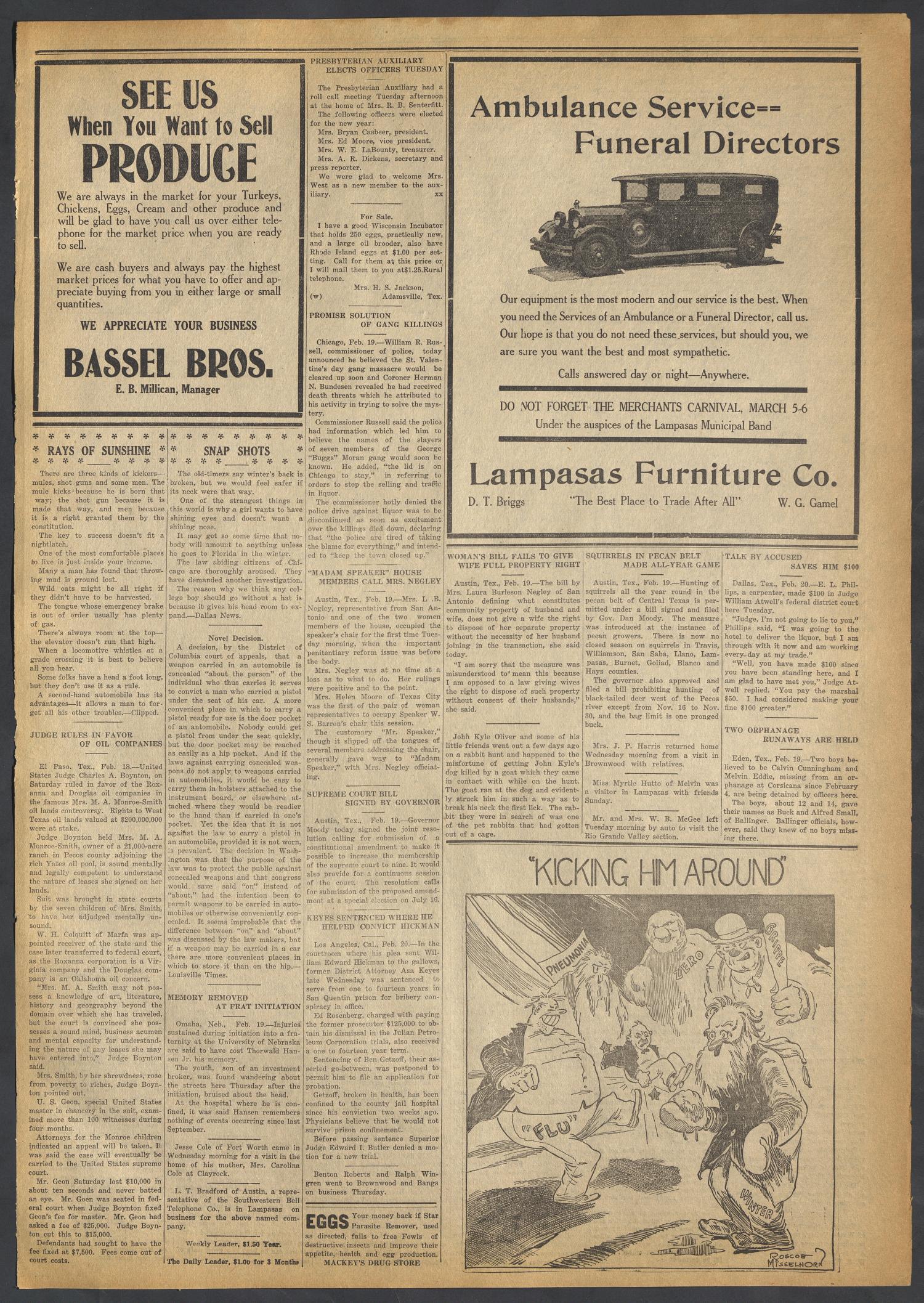 The Lampasas Leader (Lampasas, Tex.), Vol. 41, No. 18, Ed. 1 Friday, February 22, 1929
                                                
                                                    [Sequence #]: 5 of 8
                                                
