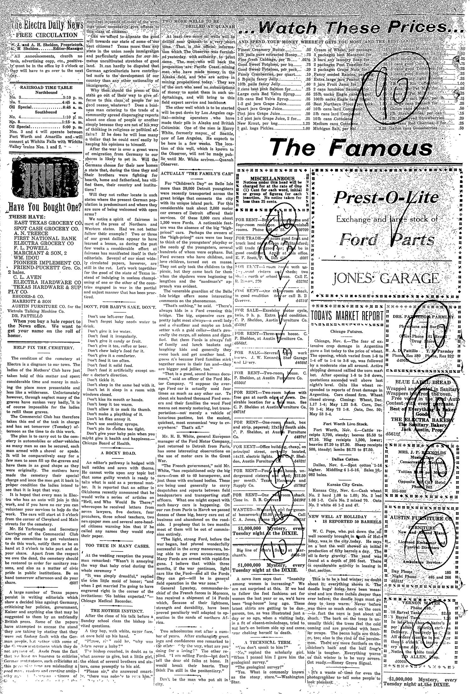 The Electra Daily News (Electra, Tex.), Vol. 2, No. 607, Ed. 1 Monday, November 9, 1914
                                                
                                                    [Sequence #]: 2 of 4
                                                