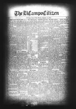 Primary view of object titled 'The El Campo Citizen (El Campo, Tex.), Vol. 16, No. 32, Ed. 1 Friday, September 15, 1916'.