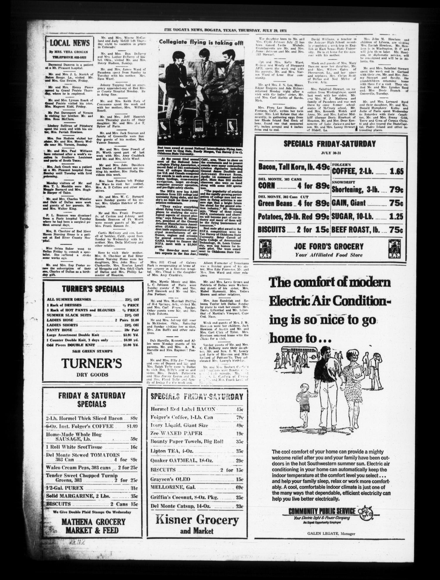 The Bogata News (Bogata, Tex.), Vol. 61, No. 43, Ed. 1 Thursday, July 29, 1971
                                                
                                                    [Sequence #]: 4 of 4
                                                