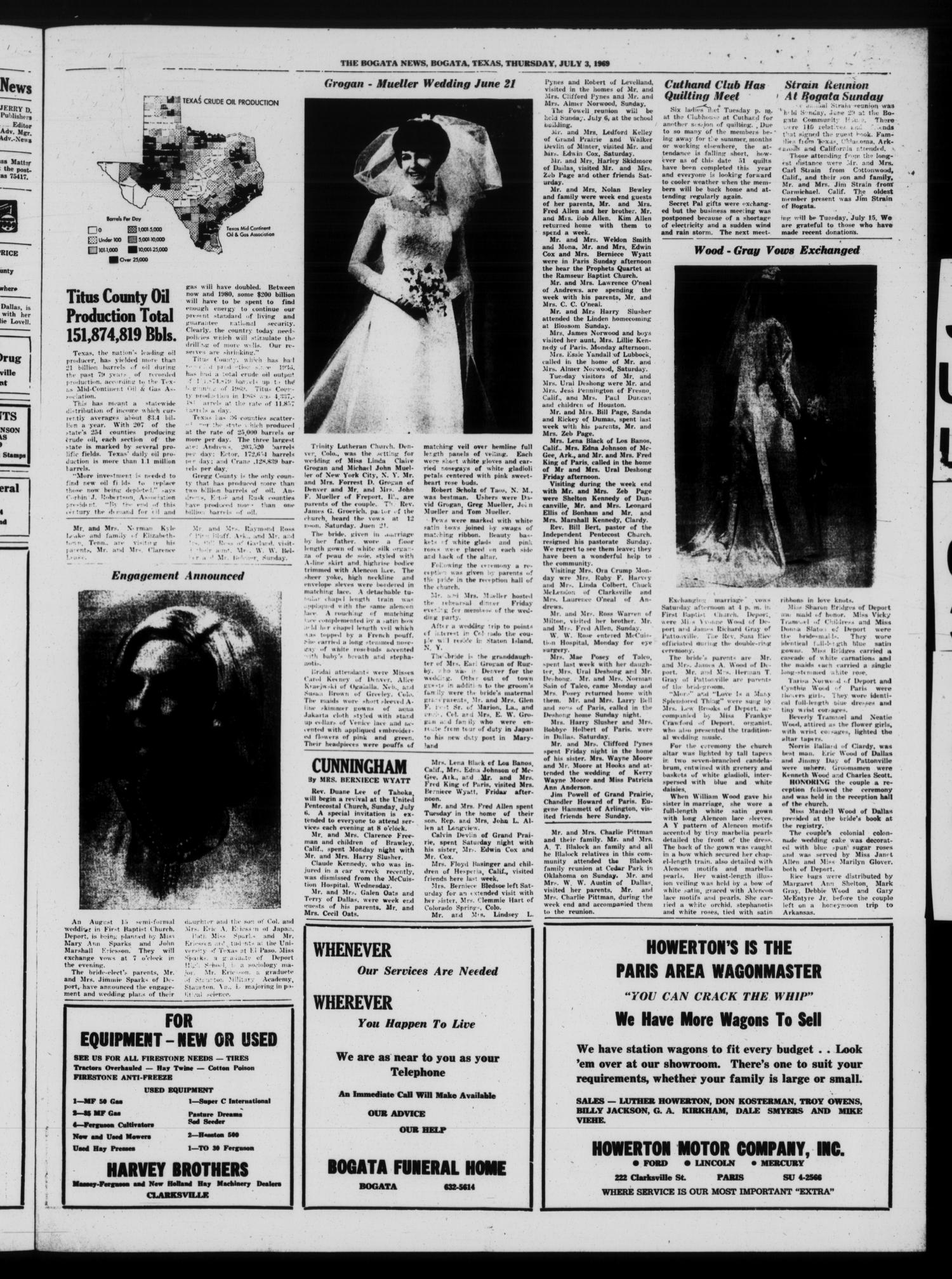 The Bogata News (Bogata, Tex.), Vol. 59, No. 39, Ed. 1 Thursday, July 3, 1969
                                                
                                                    [Sequence #]: 3 of 4
                                                