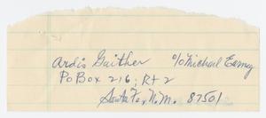Primary view of object titled '[Address of Ardis Gaither]'.