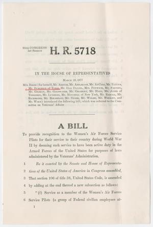 Primary view of object titled '95th Congress, First Session, House Bill 5718'.
