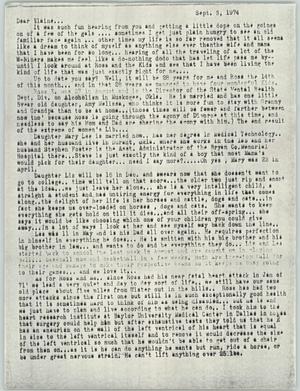 Primary view of object titled '[Letter from Betty and Ross to Elaine, September 3, 1974]'.