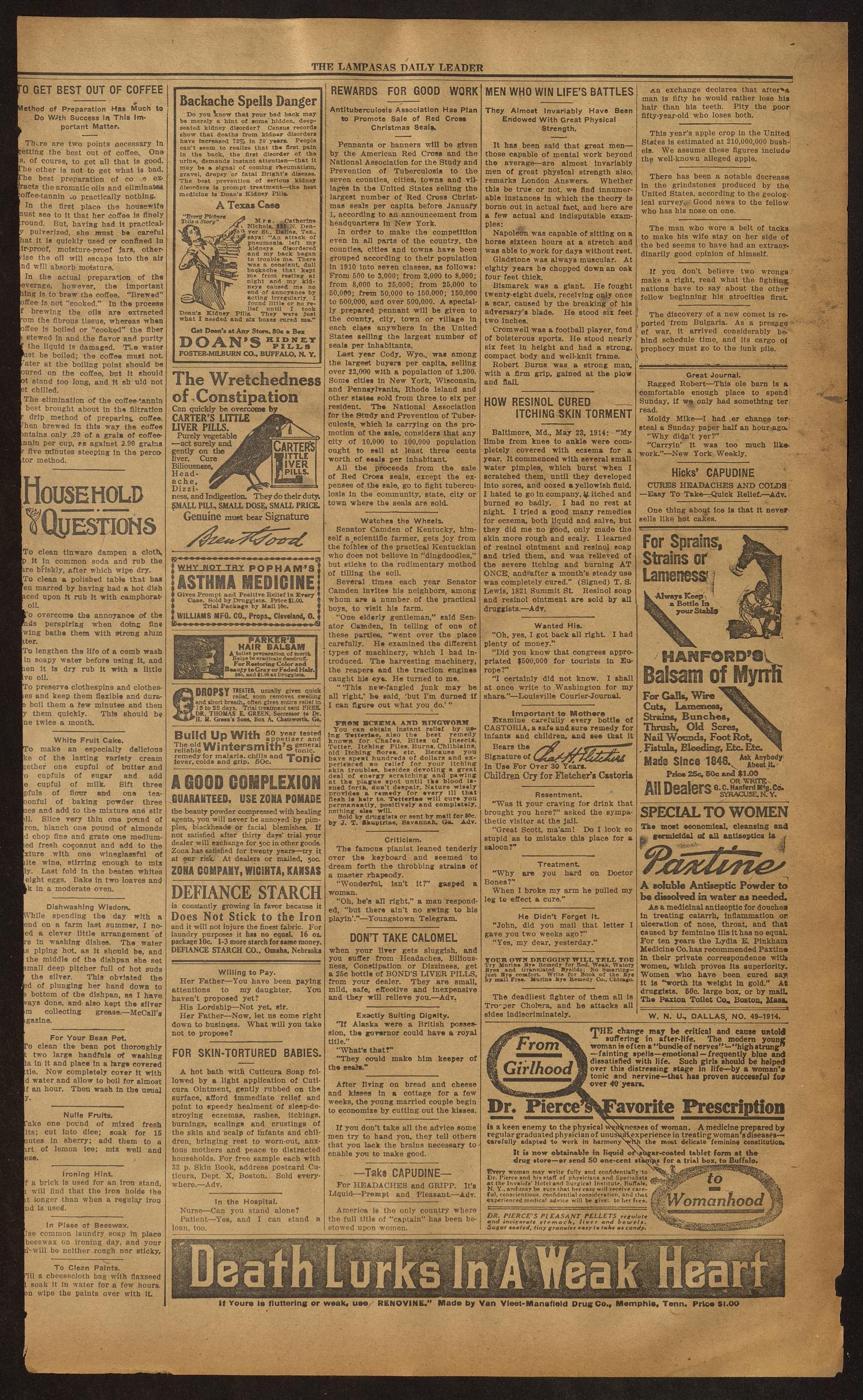 The Lampasas Daily Leader. (Lampasas, Tex.), Vol. 11, No. 238, Ed. 1 Friday, December 11, 1914
                                                
                                                    [Sequence #]: 3 of 4
                                                