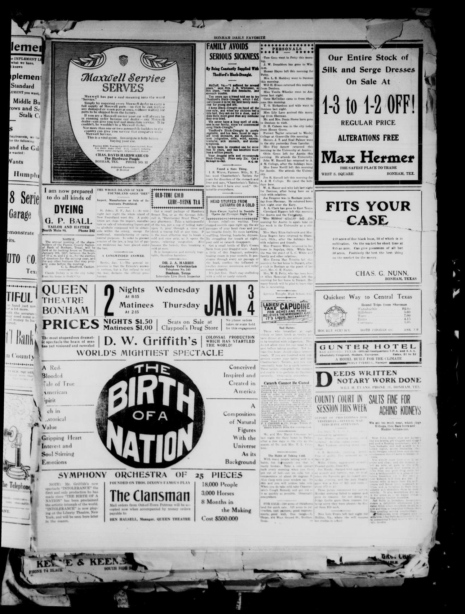 The Bonham Daily Favorite (Bonham, Tex.), Vol. 19, No. 130, Ed. 1 Tuesday, January 2, 1917
                                                
                                                    [Sequence #]: 3 of 4
                                                