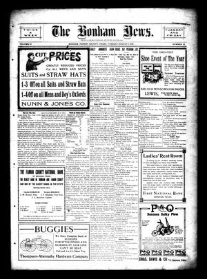 Primary view of object titled 'The Bonham News. (Bonham, Tex.), Vol. 45, No. 30, Ed. 1 Tuesday, August 9, 1910'.