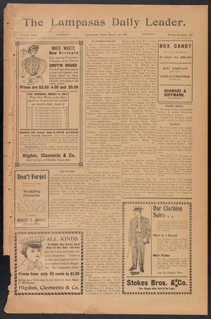 Primary view of object titled 'The Lampasas Daily Leader. (Lampasas, Tex.), Vol. 4, No. 940, Ed. 1 Wednesday, March 20, 1907'.