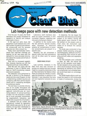 Primary view of object titled 'Clear Blue, Volume 9, Number 2, Spring 1982'.