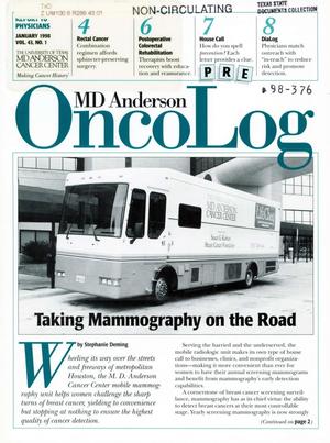 Primary view of object titled 'MD Anderson OncoLog, Volume 43, Number 1, January 1998'.