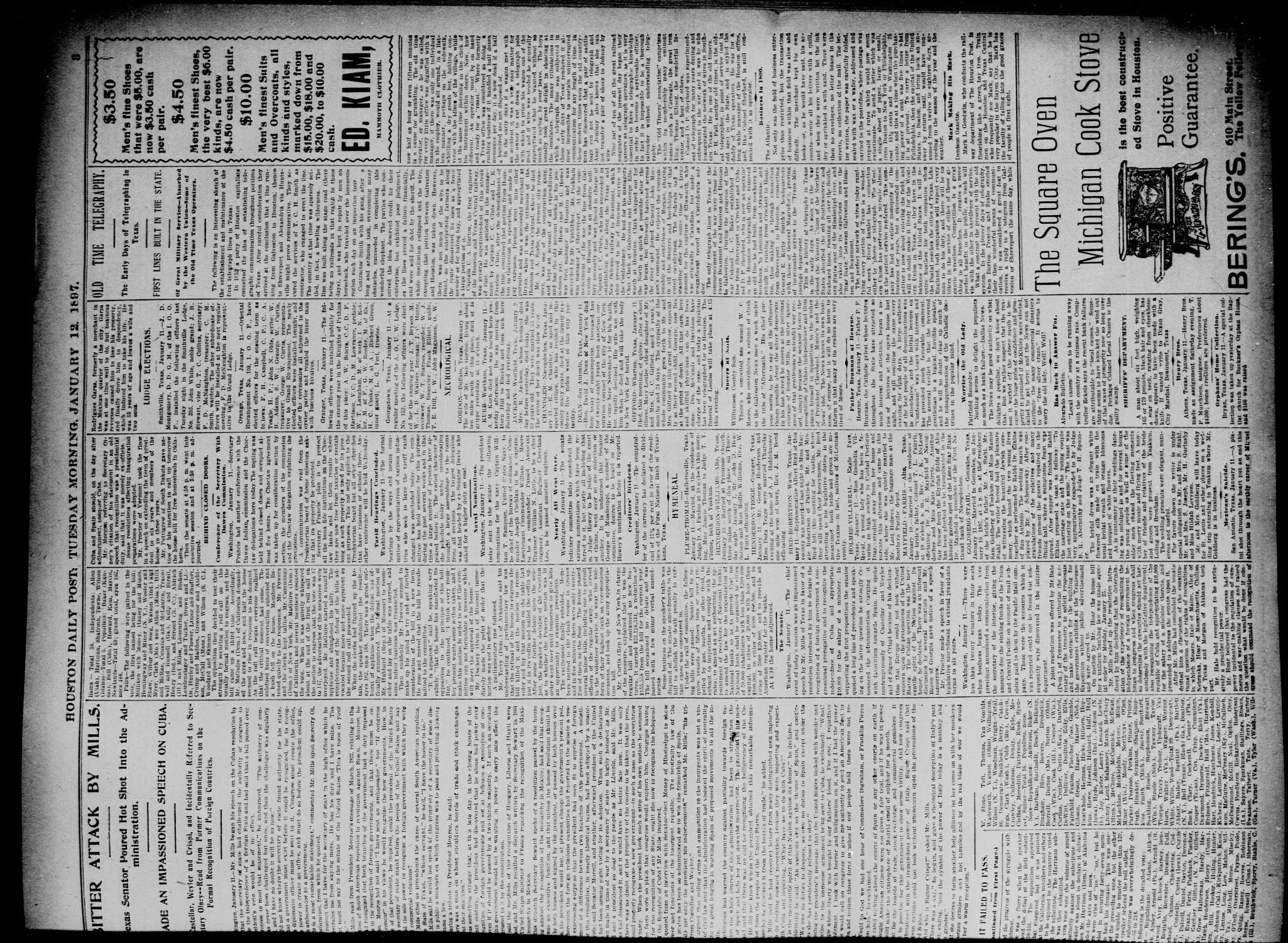 The Houston Daily Post (Houston, Tex.), Vol. TWELFTH YEAR, No. 283, Ed. 1, Tuesday, January 12, 1897
                                                
                                                    [Sequence #]: 3 of 10
                                                