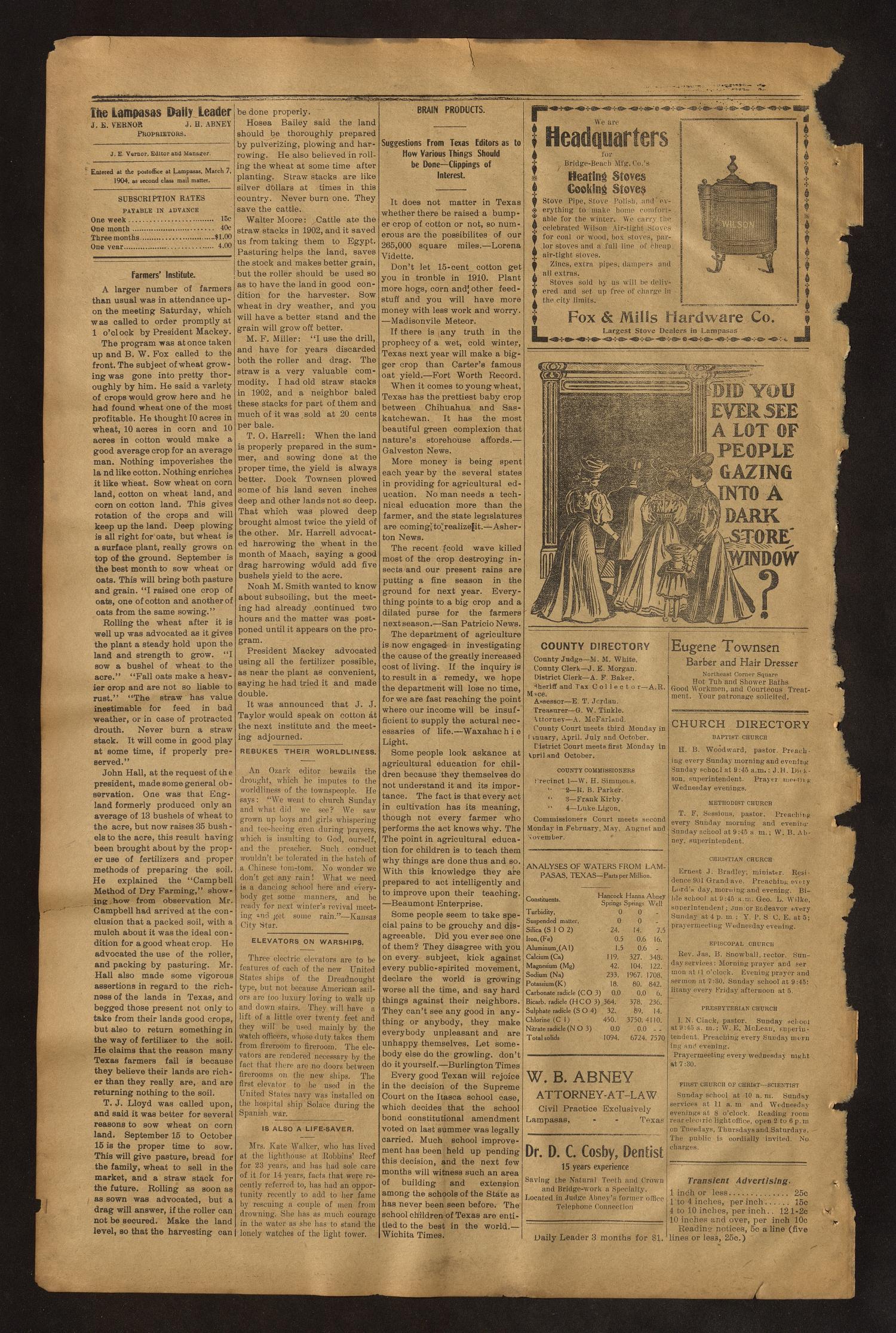The Lampasas Daily Leader. (Lampasas, Tex.), Vol. 6, No. 1808, Ed. 1 Thursday, January 6, 1910
                                                
                                                    [Sequence #]: 4 of 4
                                                