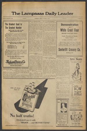 Primary view of object titled 'The Lampasas Daily Leader (Lampasas, Tex.), Vol. 27, No. 194, Ed. 1 Monday, October 20, 1930'.