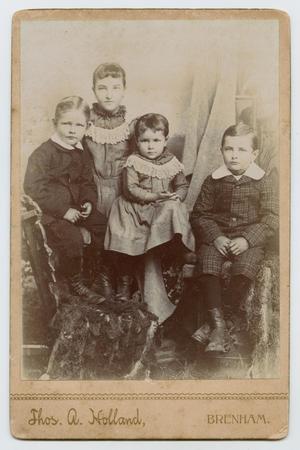 Primary view of object titled '[Photograph of Three Children and a Woman]'.