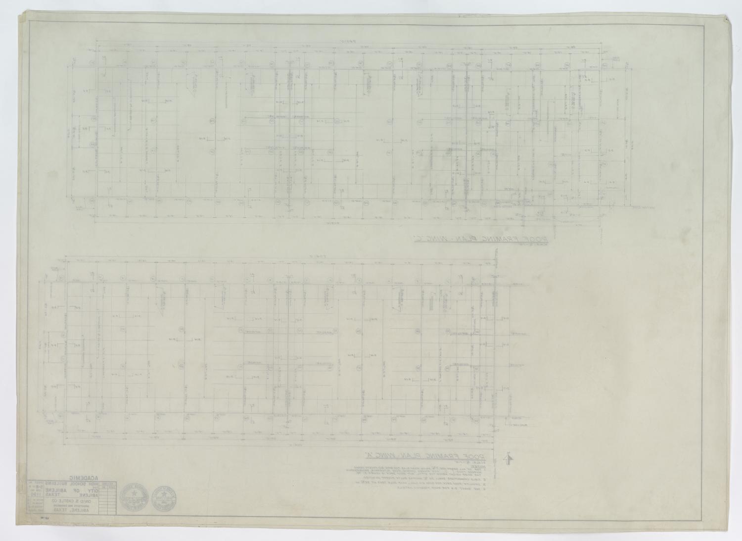 High School Building Abilene, Texas: Roof Framing Plan Wing 'A' & 'C'
                                                
                                                    [Sequence #]: 2 of 2
                                                
