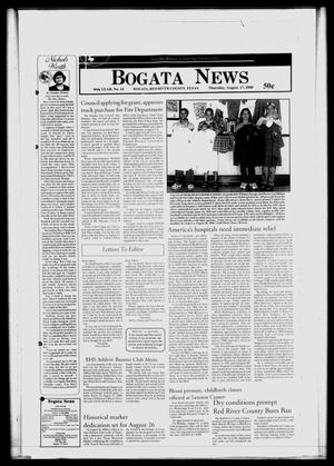 Primary view of object titled 'Bogata News (Bogata, Tex.), Vol. 90, No. 14, Ed. 1 Thursday, August 17, 2000'.