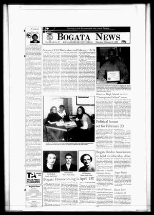 Primary view of object titled 'Bogata News (Bogata, Tex.), Vol. 91, No. 39, Ed. 1 Thursday, February 21, 2002'.