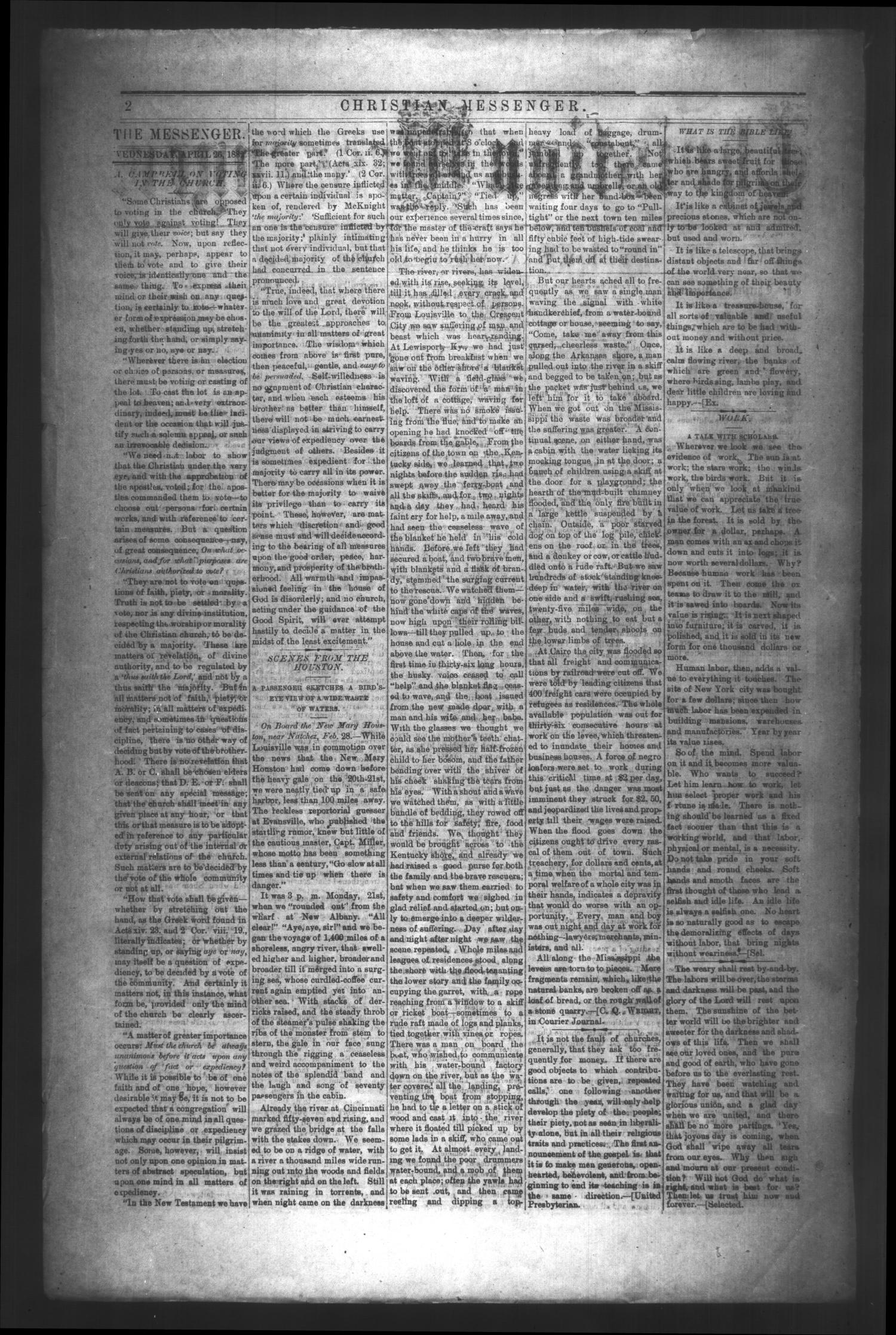 Christian Messenger. (Bonham, Tex.), Vol. 8, No. 15, Ed. 1 Wednesday, April 26, 1882
                                                
                                                    [Sequence #]: 2 of 8
                                                