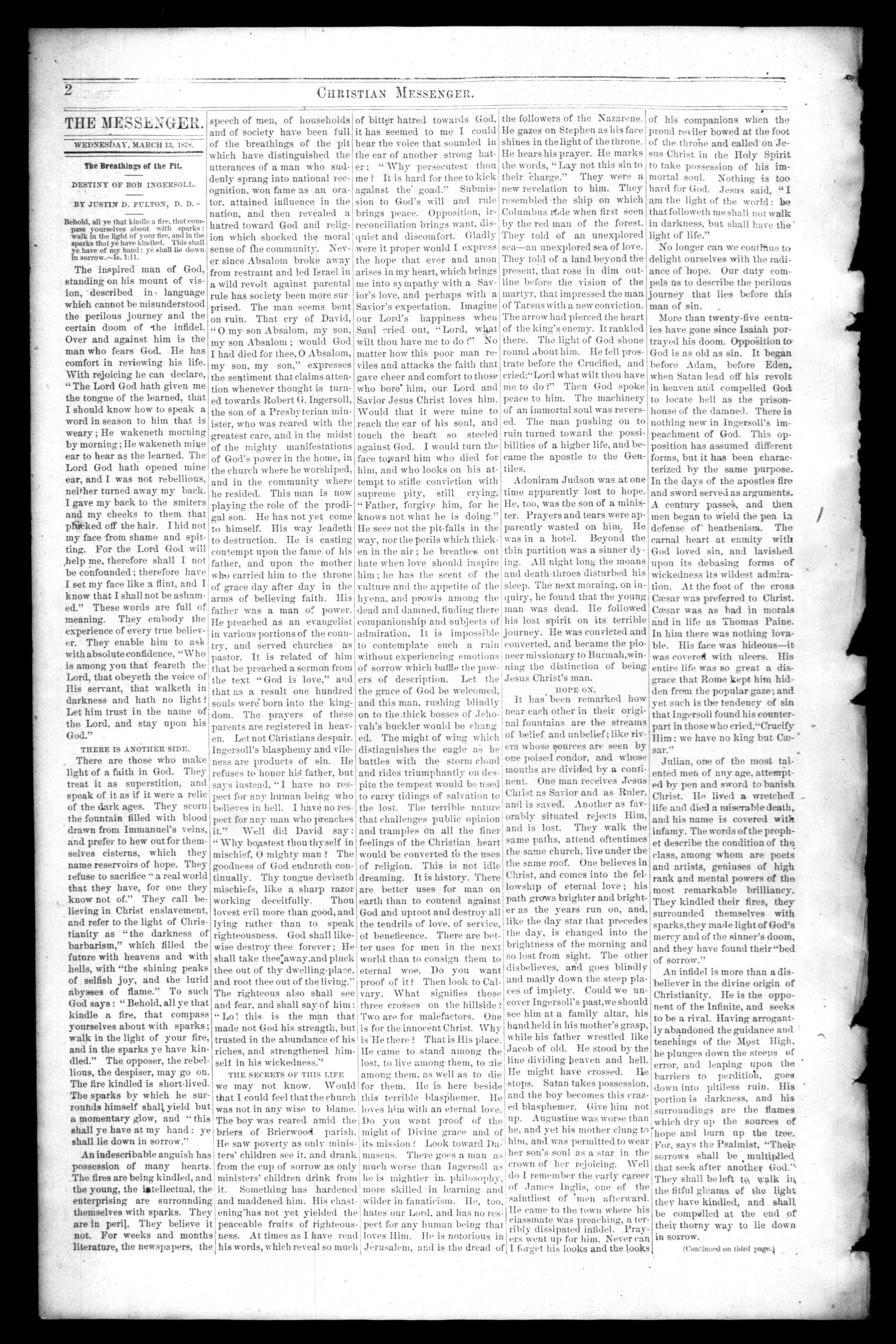 Christian Messenger (Bonham, Tex.), Vol. 4, No. 10, Ed. 1 Wednesday, March 13, 1878
                                                
                                                    [Sequence #]: 2 of 8
                                                