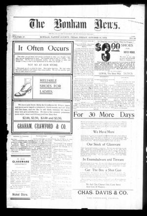 Primary view of object titled 'The Bonham News. (Bonham, Tex.), Vol. 37, No. 22, Ed. 1 Friday, October 31, 1902'.