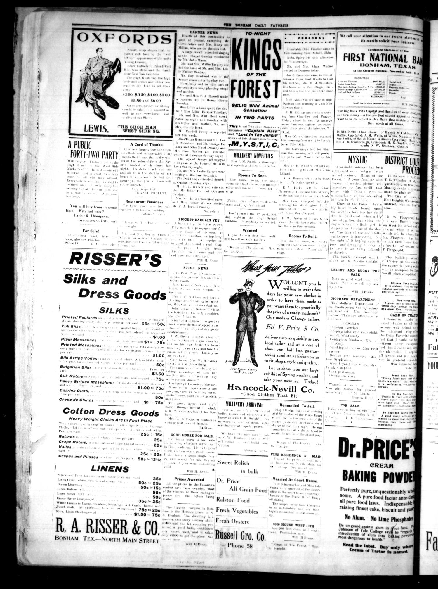 The Bonham Daily Favorite (Bonham, Tex.), Vol. 15, No. 180, Ed. 1 Wednesday, February 26, 1913
                                                
                                                    [Sequence #]: 4 of 4
                                                