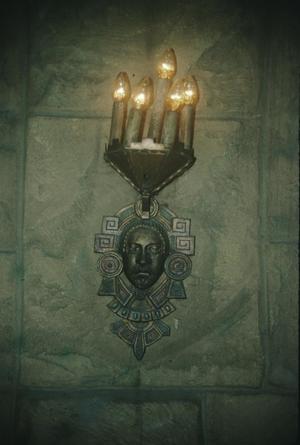Primary view of object titled '[Aztec Theater, (light fixture in lobby)]'.