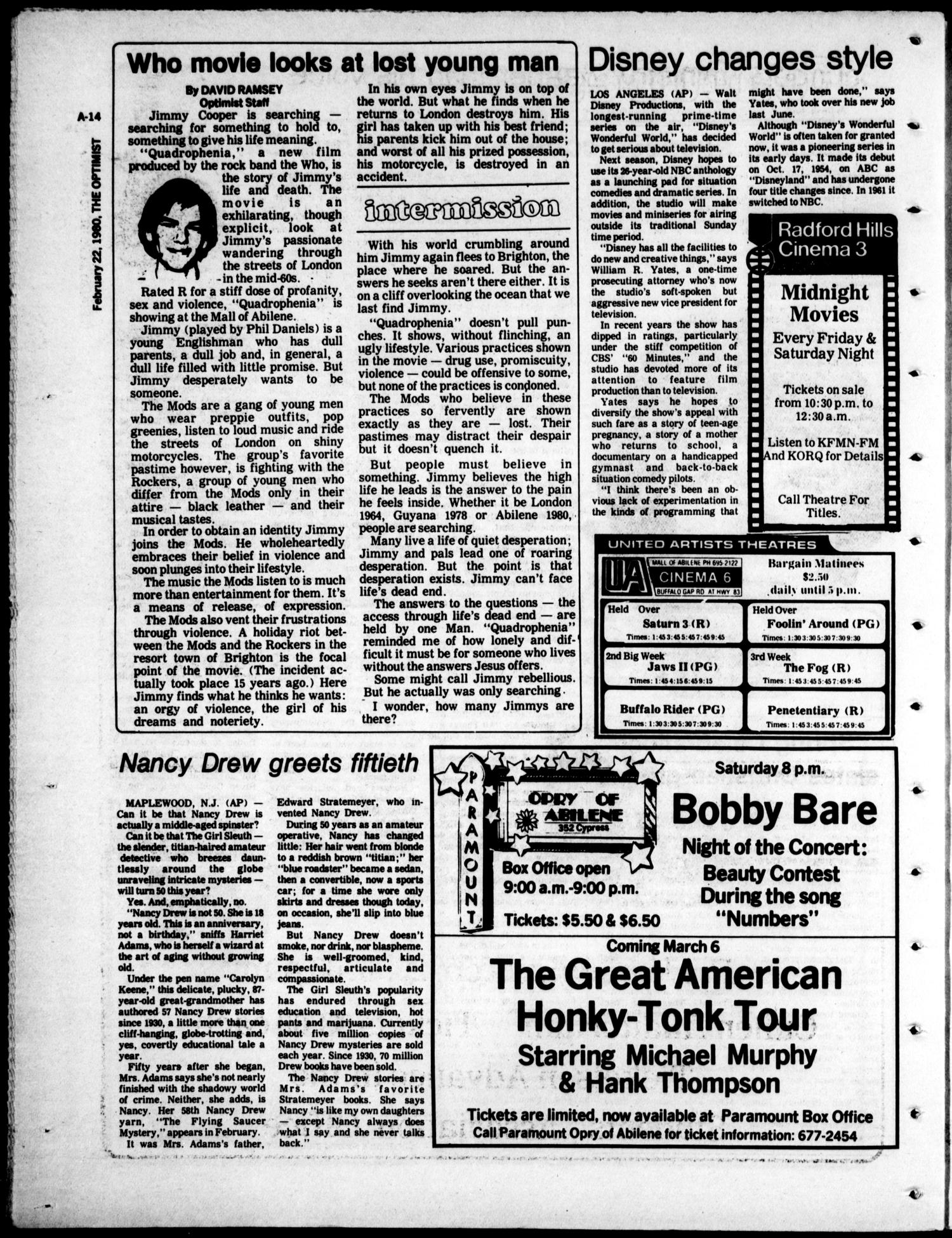 The Optimist (Abilene, Tex.), Vol. 67, No. 20, Ed. 1, Friday, February 22, 1980
                                                
                                                    [Sequence #]: 13 of 23
                                                