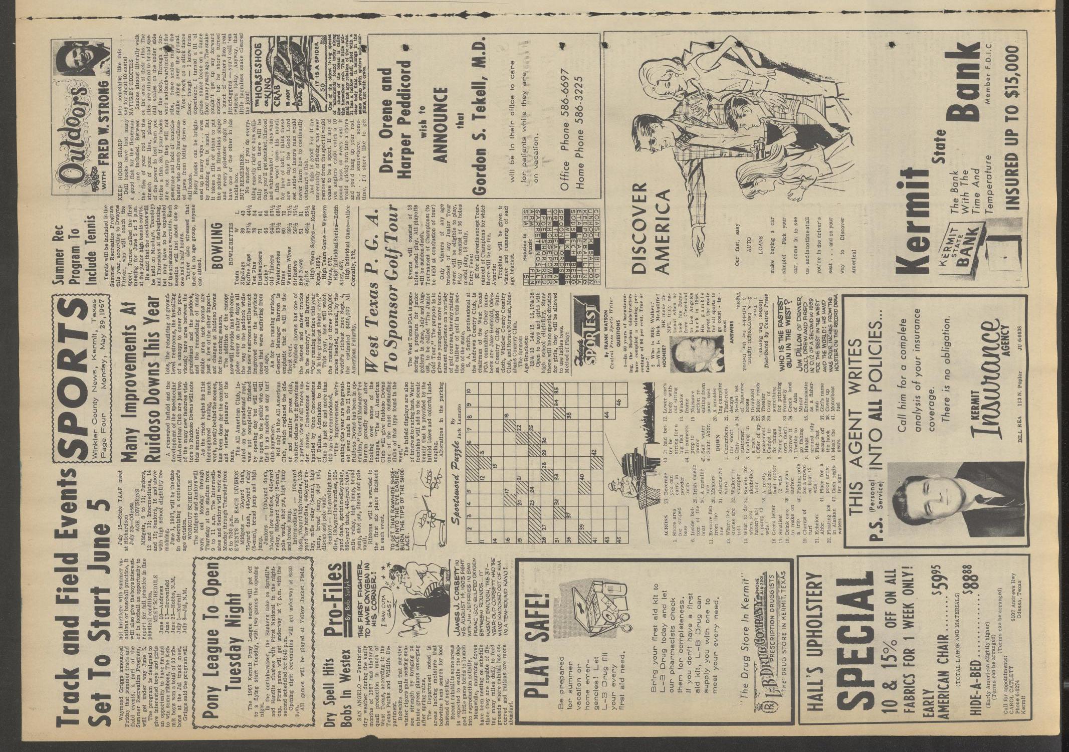 The Winkler County News (Kermit, Tex.), Vol. 31, No. 22, Ed. 1 Monday, May 29, 1967
                                                
                                                    [Sequence #]: 4 of 8
                                                