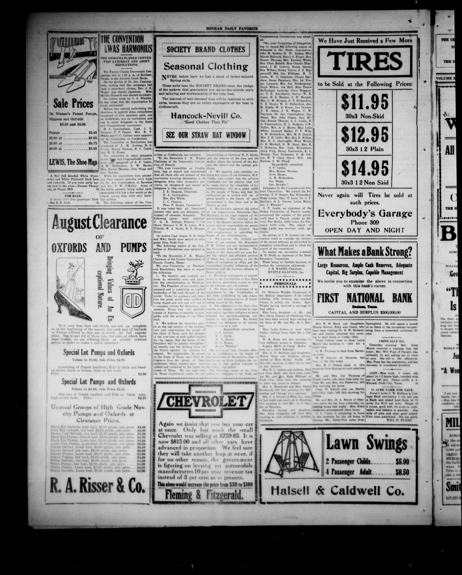 The Bonham Daily Favorite (Bonham, Tex.), Vol. 21, No. 3, Ed. 1 Monday, August 5, 1918
                                                
                                                    [Sequence #]: 4 of 4
                                                