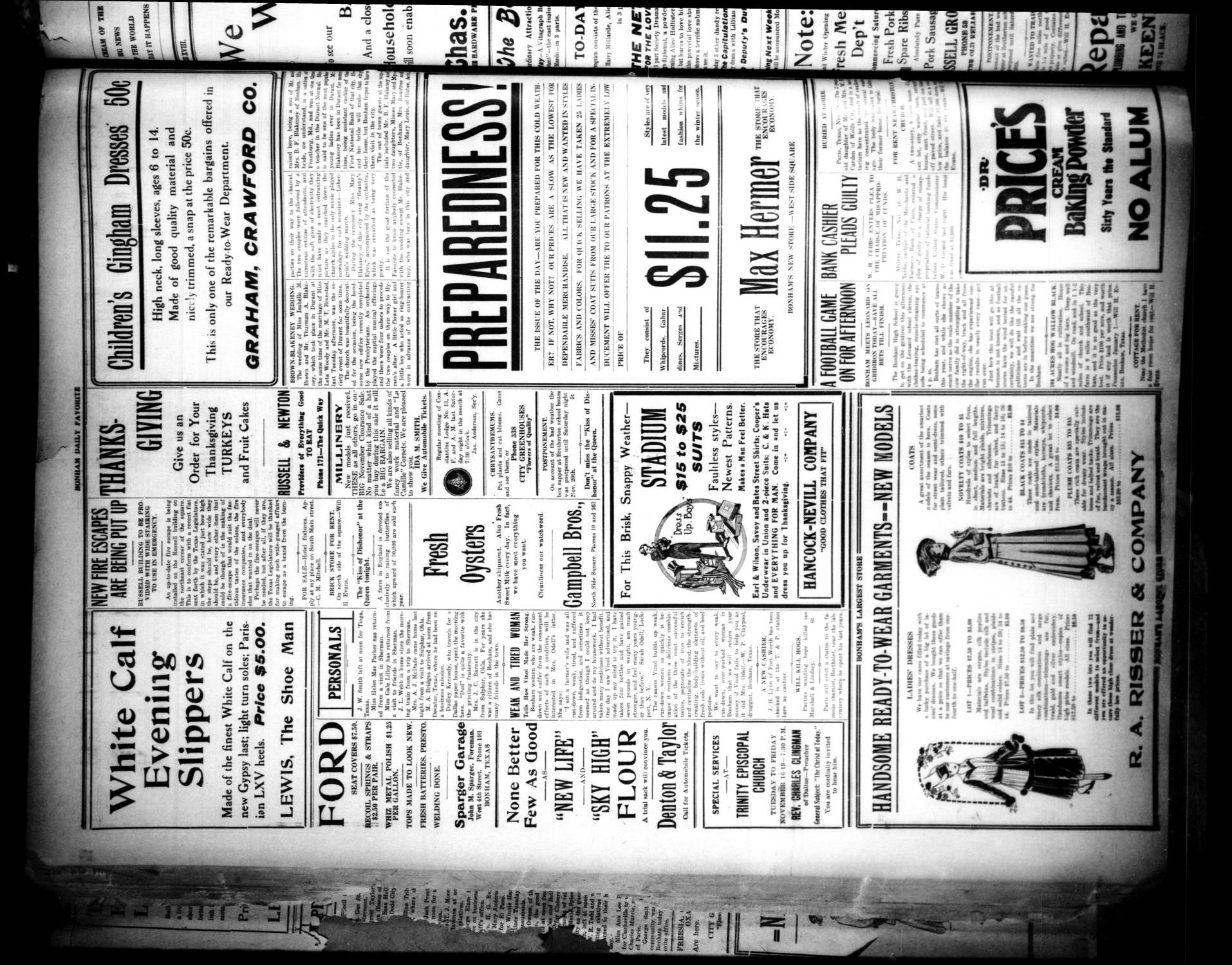The Bonham Daily Favorite (Bonham, Tex.), Vol. 18, No. 93, Ed. 1 Friday, November 19, 1915
                                                
                                                    [Sequence #]: 4 of 4
                                                