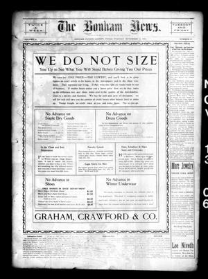 Primary view of object titled 'The Bonham News. (Bonham, Tex.), Vol. 41, No. 47, Ed. 1 Tuesday, November 13, 1906'.