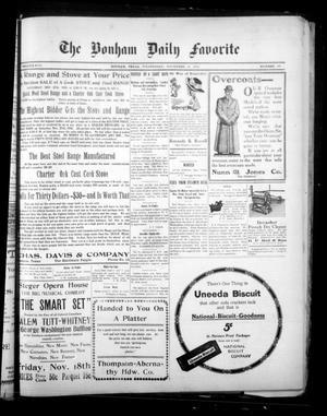 Primary view of object titled 'The Bonham Daily Favorite (Bonham, Tex.), Vol. 13, No. 98, Ed. 1 Wednesday, November 16, 1910'.
