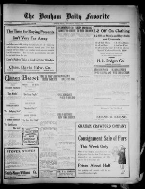 Primary view of object titled 'The Bonham Daily Favorite (Bonham, Tex.), Vol. 23, No. 96, Ed. 1 Wednesday, November 24, 1920'.