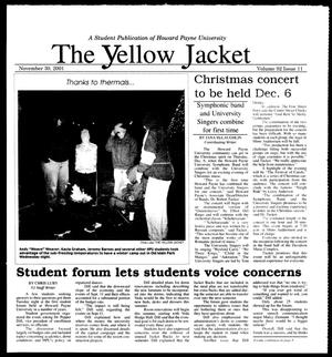 Primary view of object titled 'The Yellow Jacket (Brownwood, Tex.), Vol. 92, No. 11, Ed. 1, Friday, November 30, 2001'.