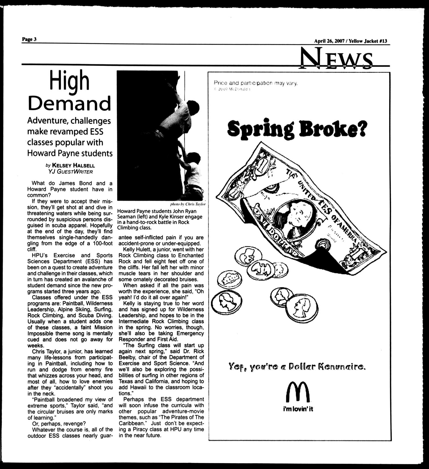 The Yellow Jacket (Brownwood, Tex.), Vol. 97, No. 13, Ed. 1, Thursday, April 26, 2007
                                                
                                                    [Sequence #]: 3 of 12
                                                