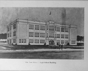 Primary view of object titled '[Drawing of Hereford High School in 1925]'.
